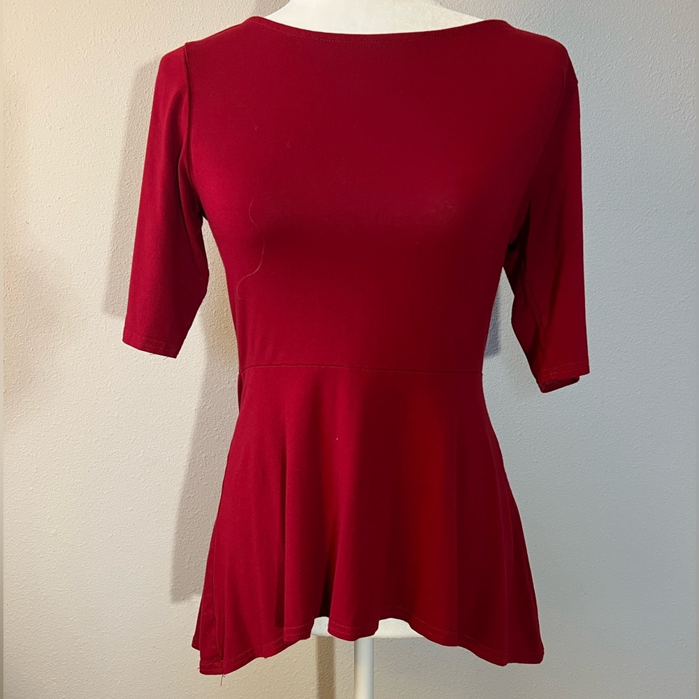 Burgundy red peplum tunic